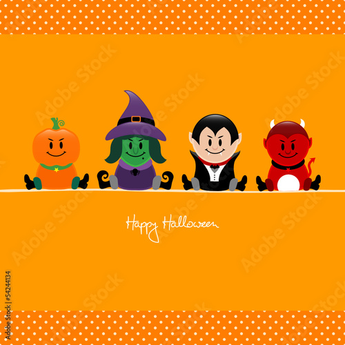 Halloween Pumpkin, Witch, Vampire & Devil Dots