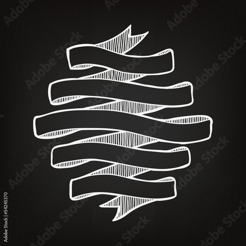 Hand drawn ribbons on the c...