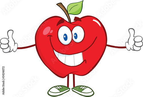 Happy Red Apple Character Giving A Thumb Up