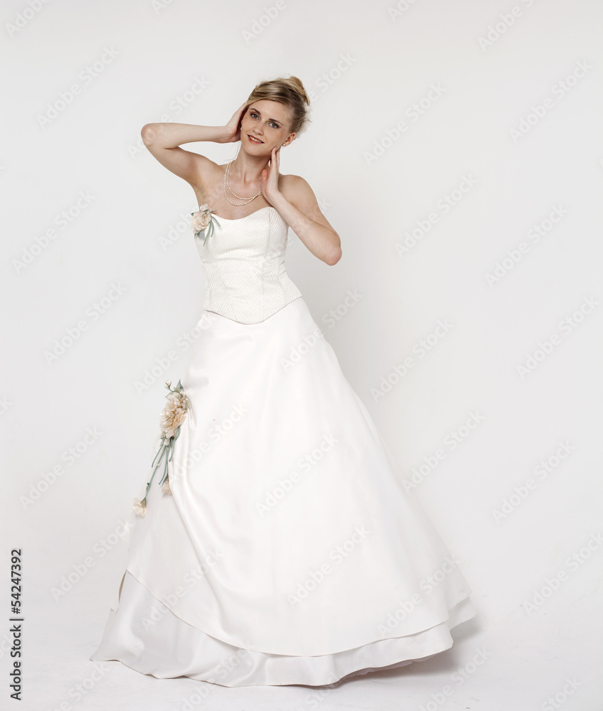Beautiful blonde bride wearing wedding dress Beautiful blonde bride wearing wedding dress