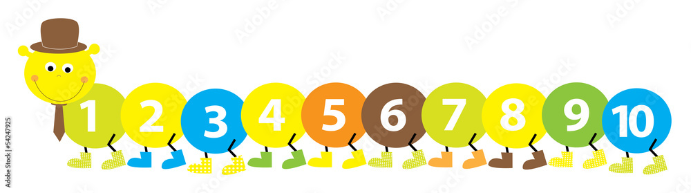 maths caterpillar with numbers 1-10_ vector illustration