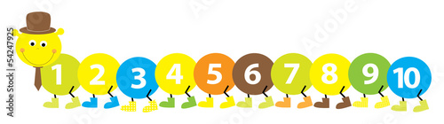 Obraz na płótnie maths caterpillar with numbers 1-10_ vector illustration w salonie