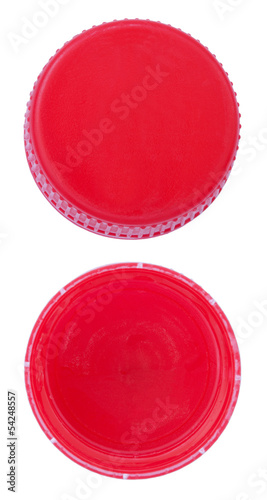 Isolated Red Plastic Bottle Caps