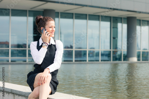 Young Businesswoman Talking on Mobile Phone