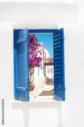 Fototapeta Tradycyjny grecki okno na Sifnos wyspie, Grecja