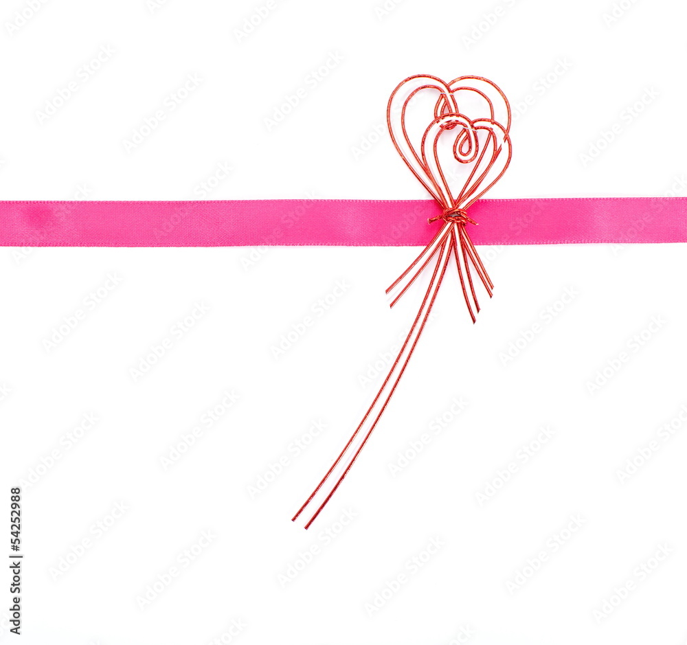 Pink ribbon bow on white background Pink ribbon bow on white background