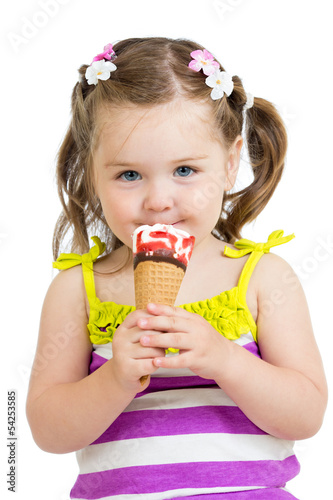 kid girl eating ice cream i...