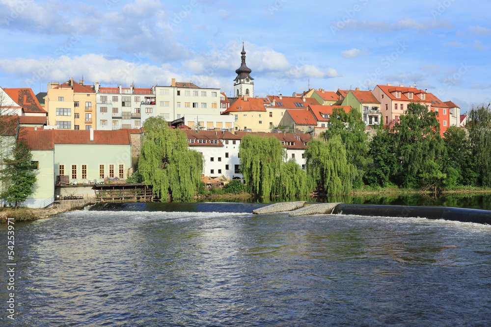 The medieval Town Pisek above River Otava, Czech Republic