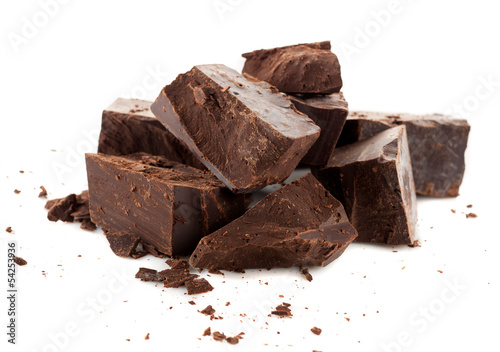 Pieces of natural dark chocolate