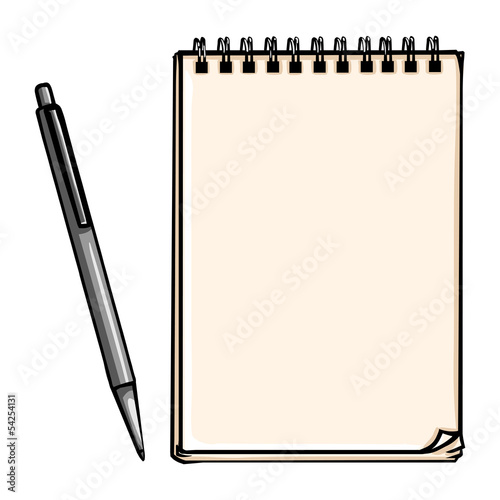 vector notepad and pen