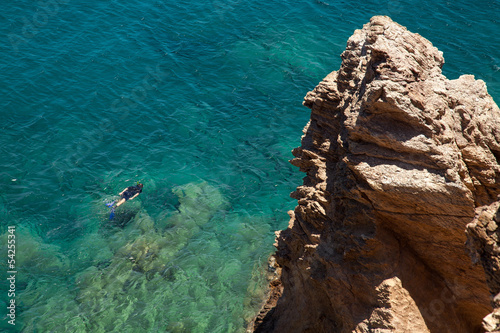 Man snorkeling in Mediterranean Sea