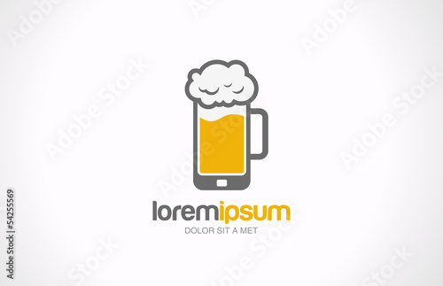 Mobile beer glass pub logo design. Bar cafe creative concept