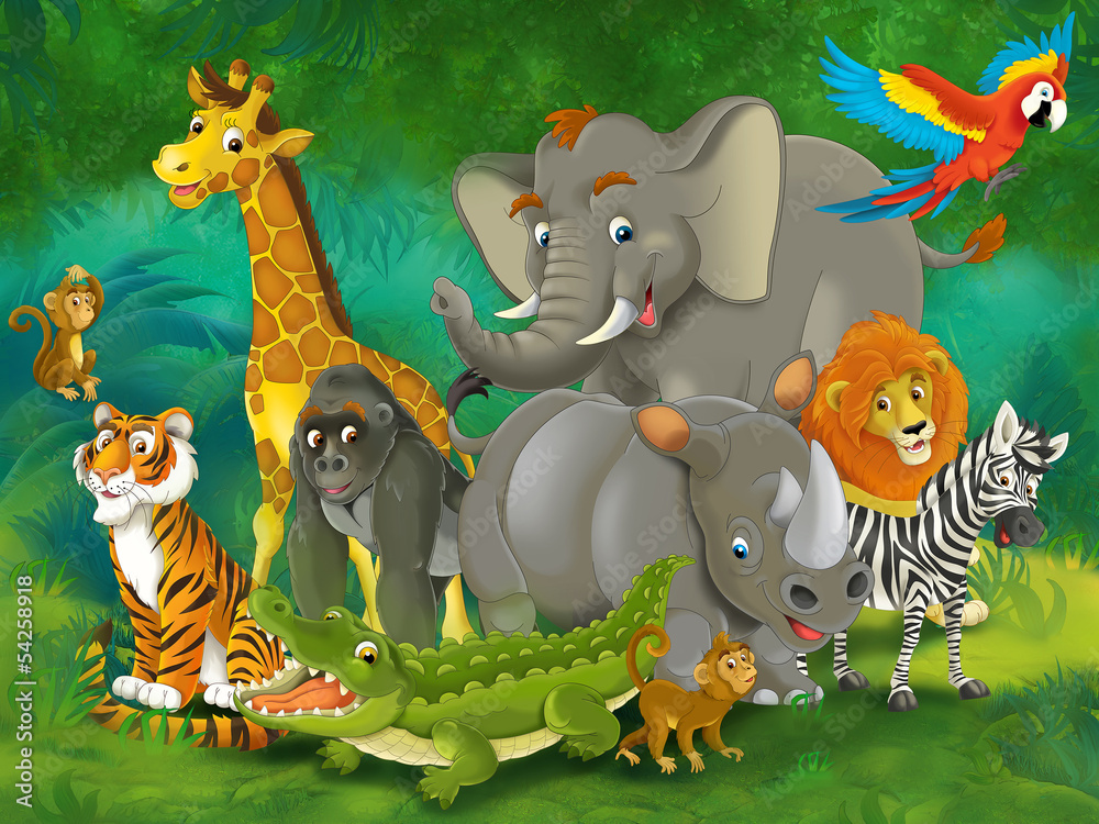Naklejka premium Safari kreskówek - ilustracja dla dzieci