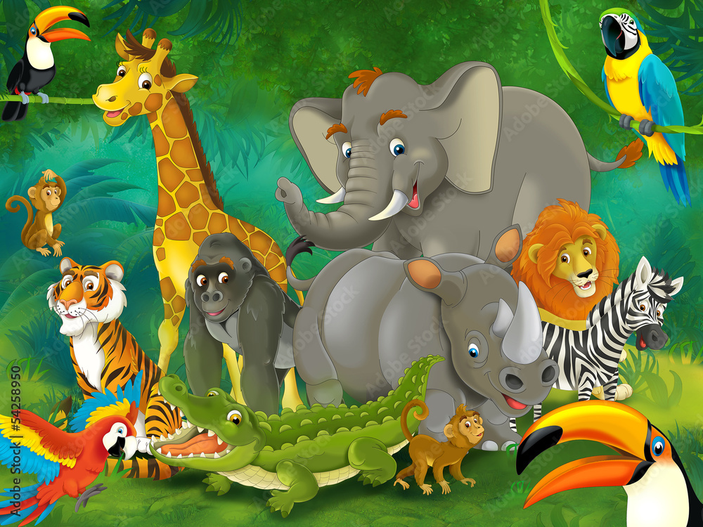 Naklejka premium Safari kreskówek - ilustracja dla dzieci