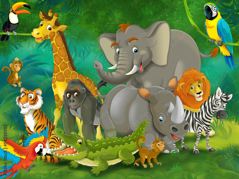 Obraz premium Safari kreskówek - ilustracja dla dzieci