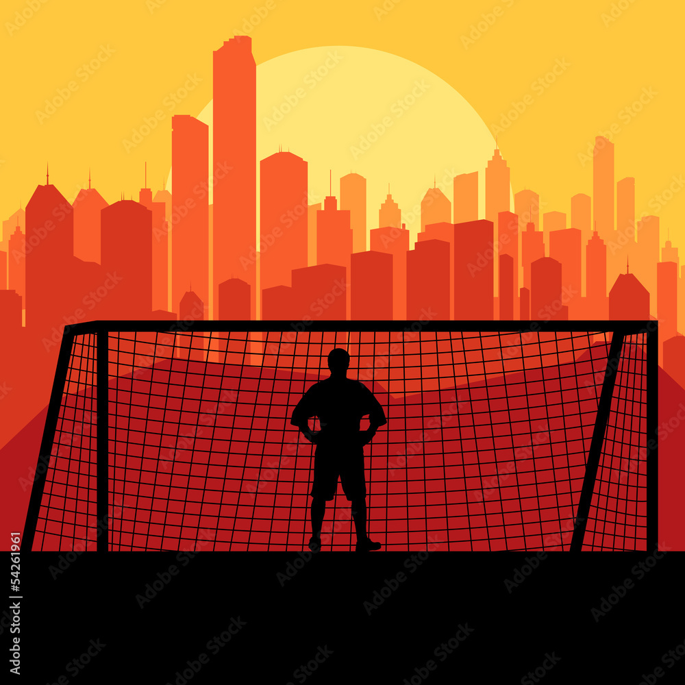 Soccer football player goalkeeper silhouette vector background