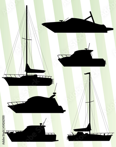 Yacht, boat sailing vector background