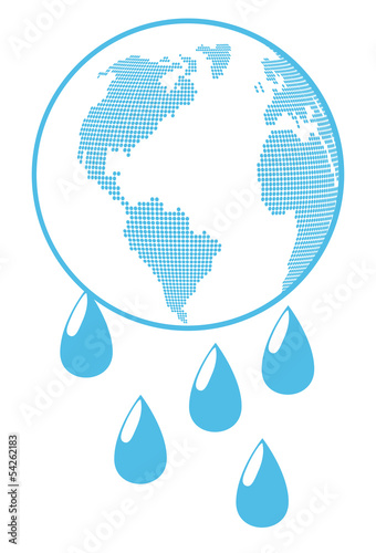 Globe with water drops global warming background vector