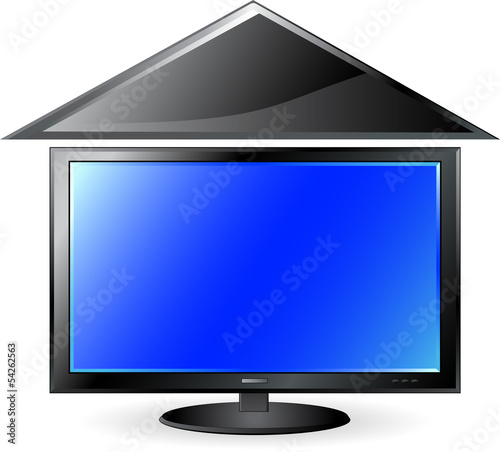 blue plasma screen under roof