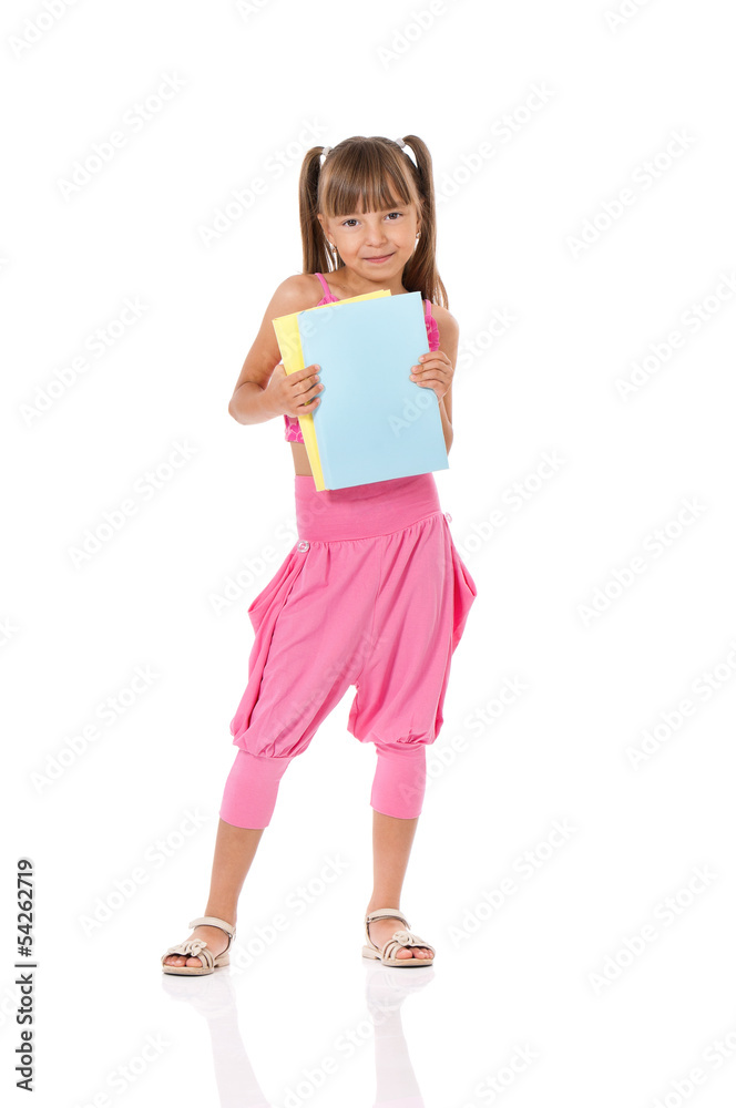 Little girl with books