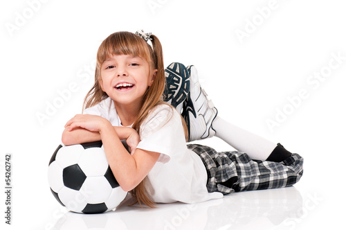 Little girl with soccer ball
