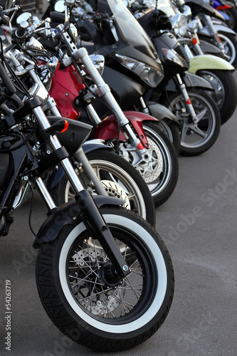 Motobikes in a row.