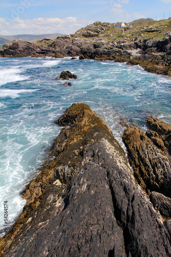 Irish ring of Kerry coast with waves © captblack76