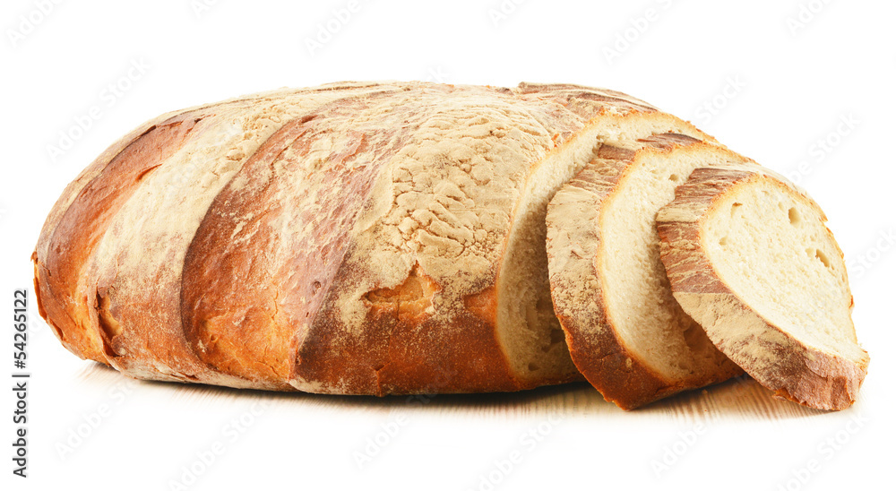 Large loaf of bread isolated on white Large loaf of bread isolated on white