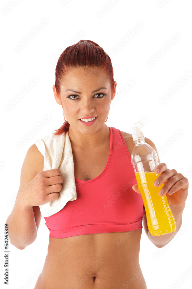 beautiful healthy woman resting after exercise gym beautiful healthy woman resting after exercise gym