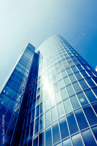 exterior of glass residential building.  Modern glass silhouette