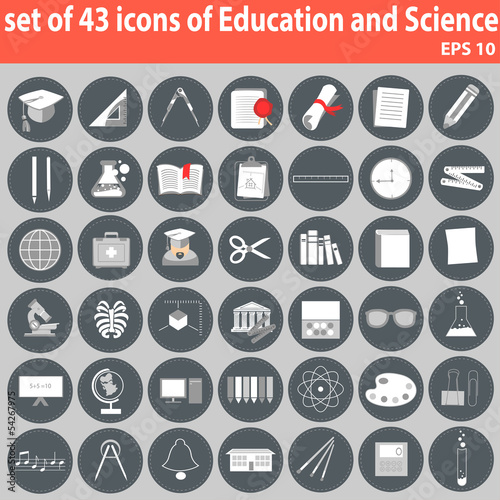 Large set of icons of Education and Science