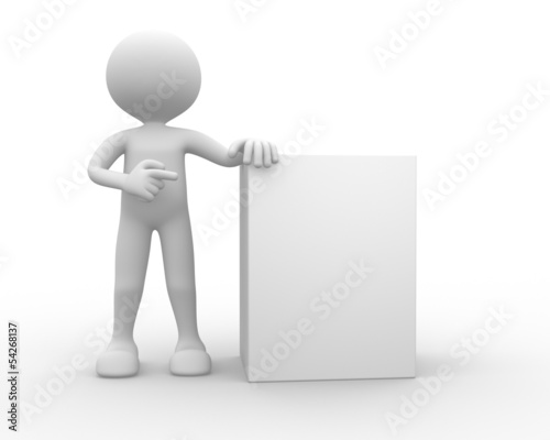 3d people - man, person with blank board