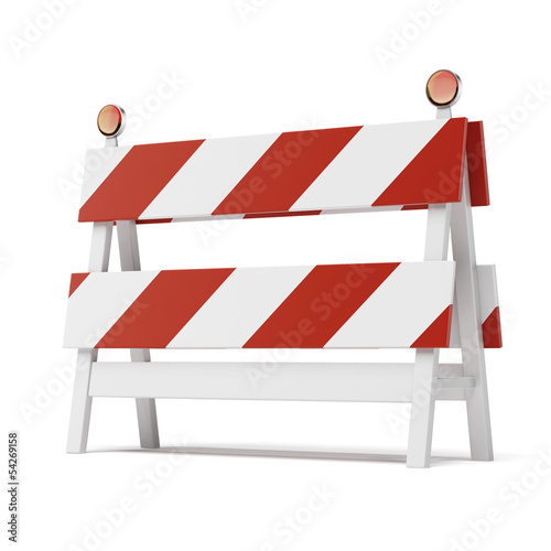 roadblock isolated on white background photo