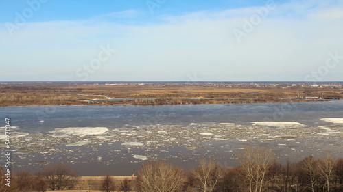 Floating ice on the river, time lapse