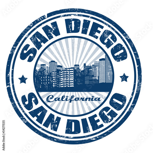 Stamp with San Diego city from California state