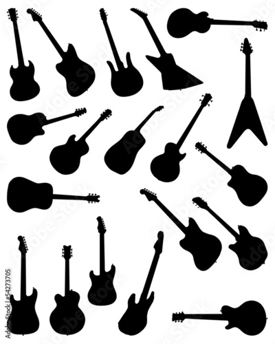 Silhouettes of guitar-vector