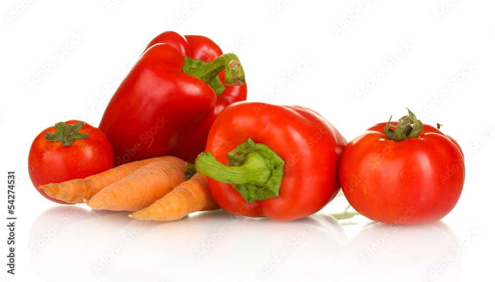 Red vegetables isolated on white