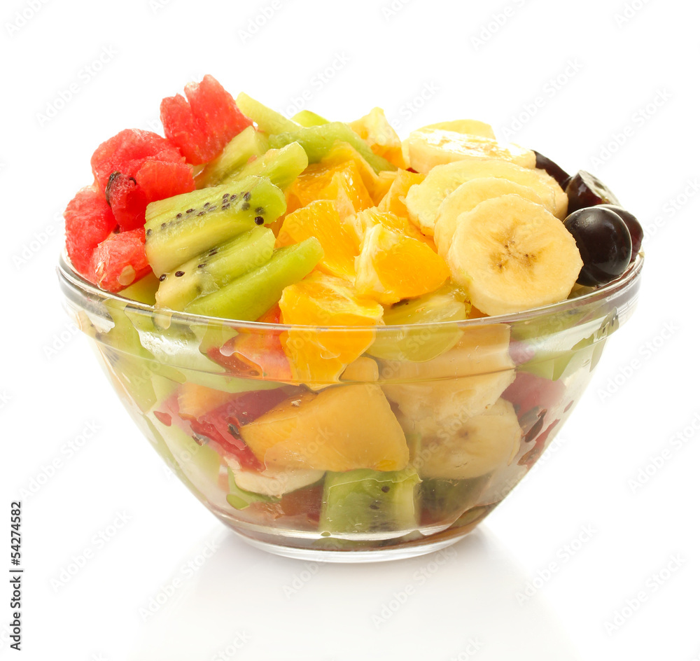 fresh fruits salad in bowl isolated on white fresh fruits salad in bowl isolated on white