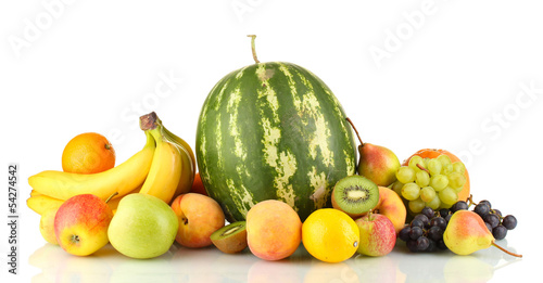 Assortment of exotic fruits isolated on white