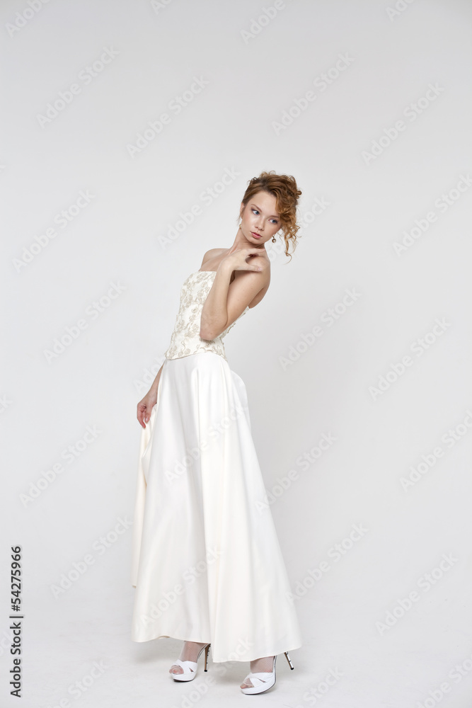 Beautiful blonde bride wearing wedding dress Beautiful blonde bride wearing wedding dress