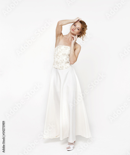 Beautiful blonde bride wearing wedding dress © Andrey_Arkusha