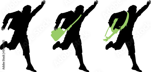 Boy running isolated silhouette