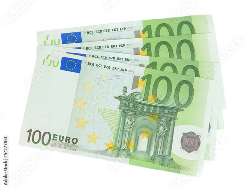 Euro banknotes isolated on white