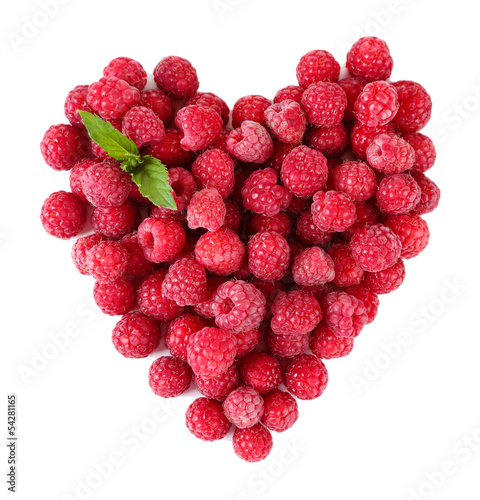 Ripe sweet raspberries isolated on white