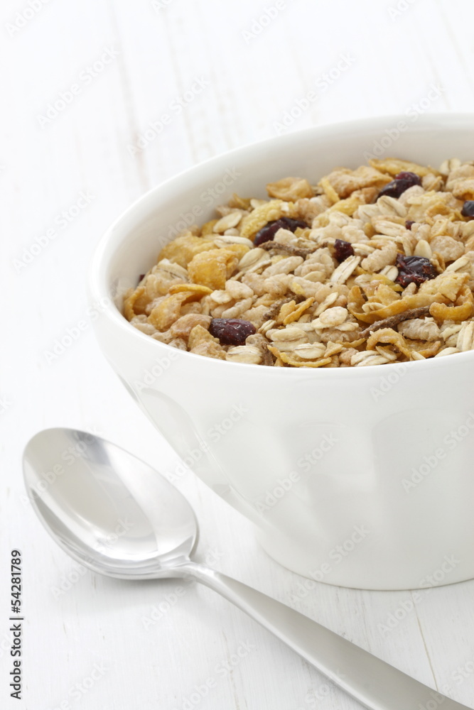Delicious and healthy muesli cereal Delicious and healthy muesli cereal