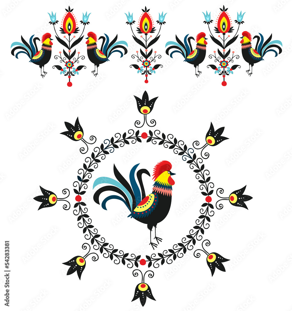dekoracja z kogutami