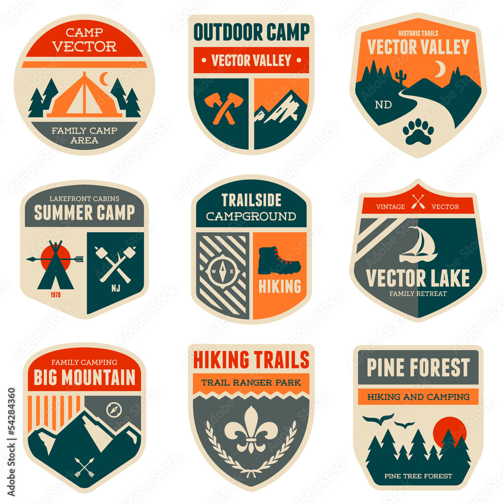 Retro camp badges