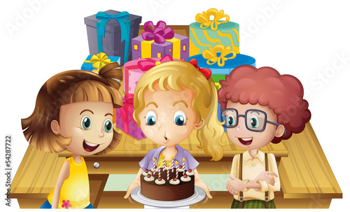 A girl celebrating her birthday with her friends