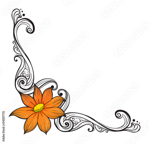 A border with an orange flower