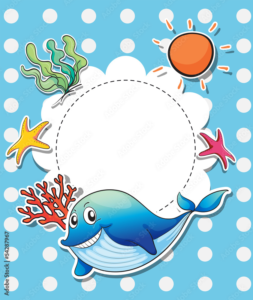 Obraz premium An empty template with sea creatures
